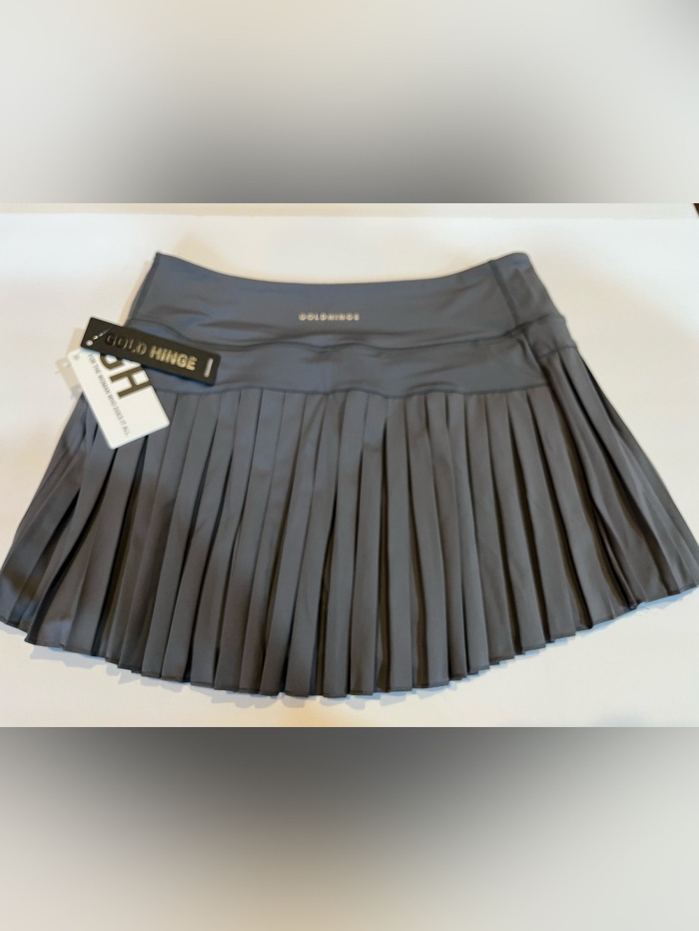 Gold Hinge Pleated Mini Skirt - Gray